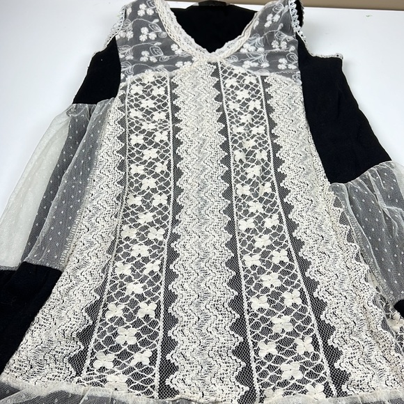 Joy Fashions Black Tunic Dress with Lace Overlay - Picture 6 of 9